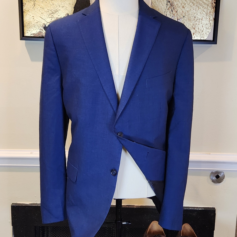 John Varvatos Mens Star USA Single Needle Sportscoat Blazer Wool Navy Size 46R